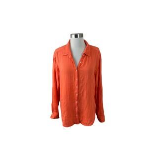 XiRENA Scout Orange Button-Front Gauze Shirt size M, EUC